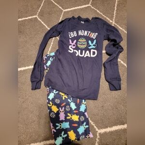 Easter Blue Pajama Set with Fun Pattern